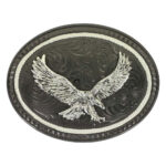 Silver Lining Gunmetal Oval Buckle with Soaring Eagle Figure