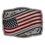 Painted Waving American Flag Attitude Buckle