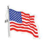 Waving US Flag and Pole Die Cut Magnet 5″ x 6″