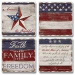 Americana Tumbled Tile Coaster Set