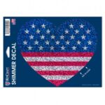 US Flag Shimmer Heart Decal