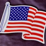 Waving US Flag and Pole Top Magnet 5.5″ x 7.5″